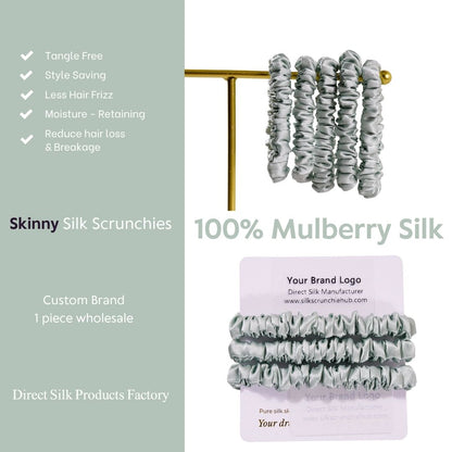 Pale Green Silk Scrunchie Skinny Wholesale | In Stock