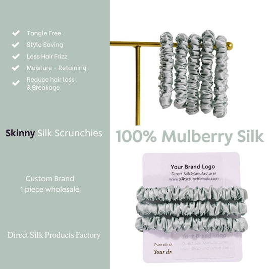 Pale Green Silk Scrunchie Skinny Wholesale | In Stock