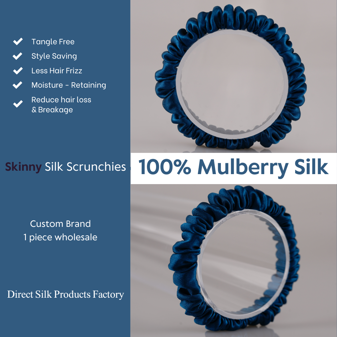 Peacock Blue Silk Scrunchie Skinny