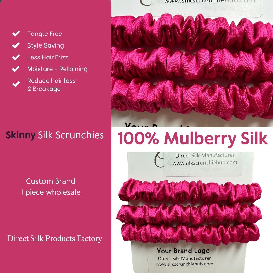 Peony Silk Scrunchie Skinny Wholesale | In Stock