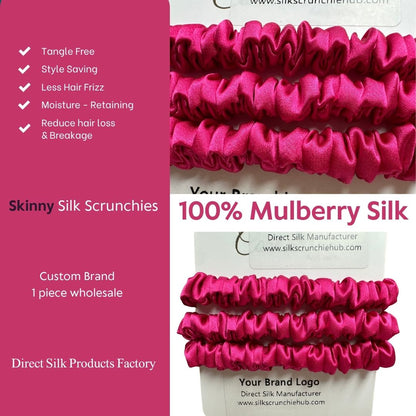 Peony Silk Scrunchie Skinny Wholesale | In Stock