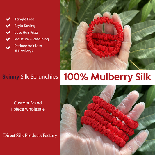 Pomegranate Red Silk Scrunchie Skinny