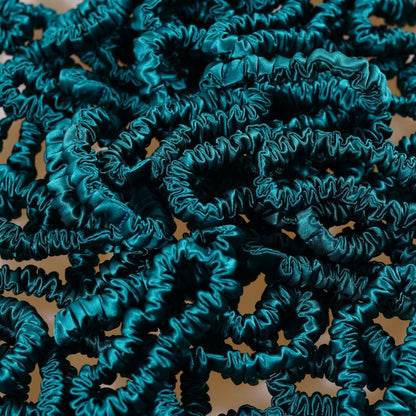 Royal Green Silk Scrunchie Skinny Wholesale | In Stock