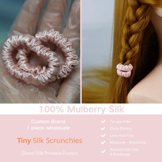 Rose Gold Silk Scrunchie Tiny