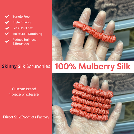 Salmon Pink Silk Scrunchie Skinny