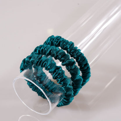 Royal Green Silk Scrunchie Skinny Wholesale | In Stock
