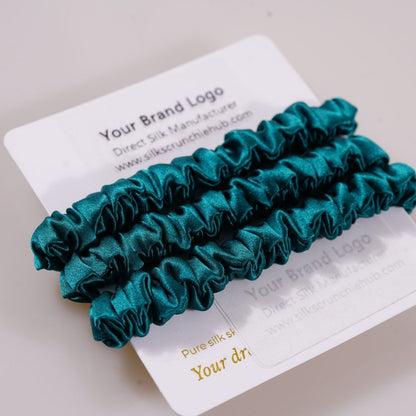 Royal Green Silk Scrunchie Skinny Wholesale | In Stock