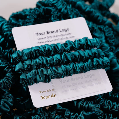 Royal Green Silk Scrunchie Skinny Wholesale | In Stock