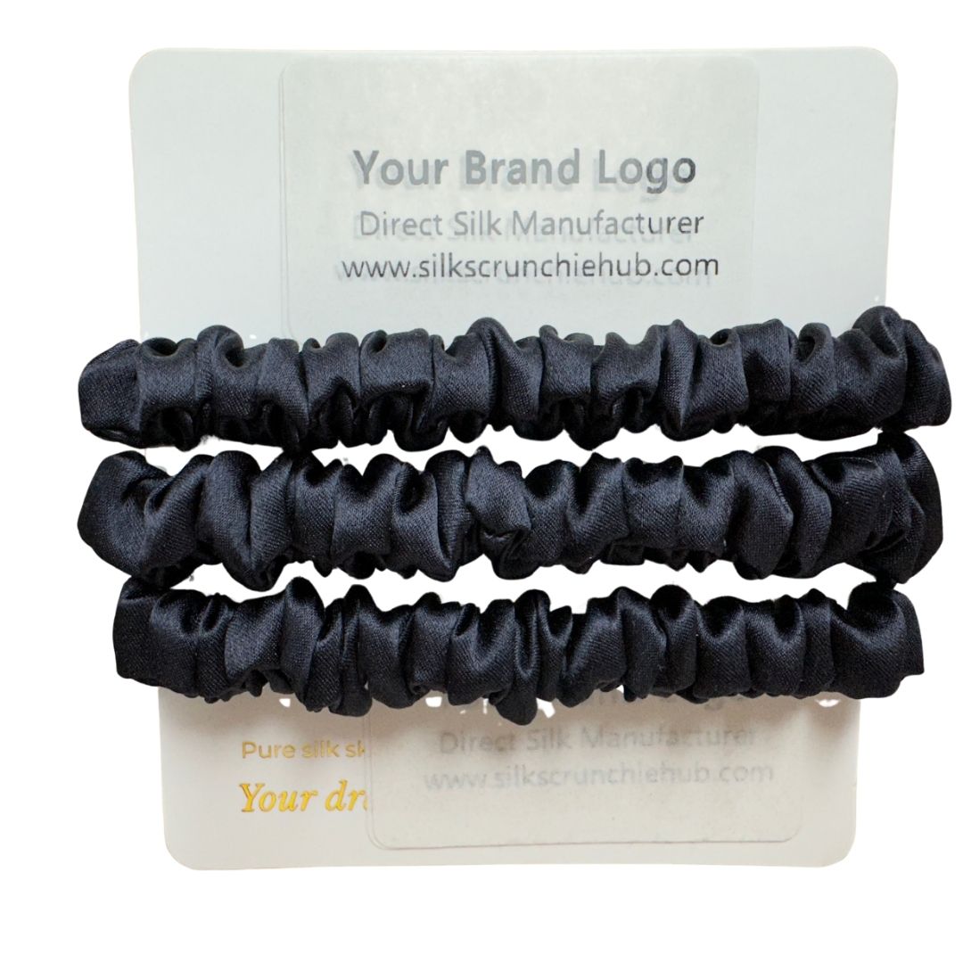 Charcoal Silk Scrunchie Skinny Wholesale | In Stock