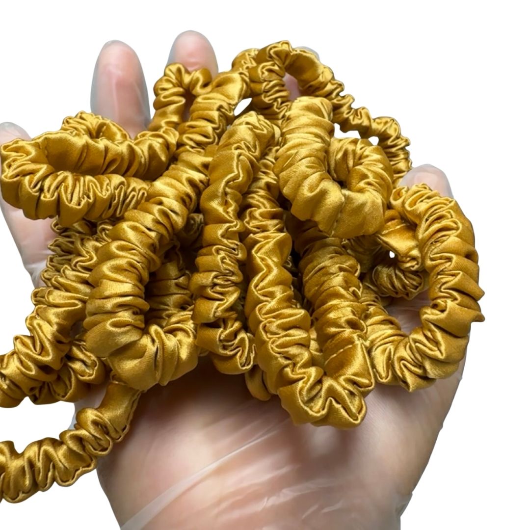 Deep Gold Silk Scrunchie Skinny Wholesale | In Stock