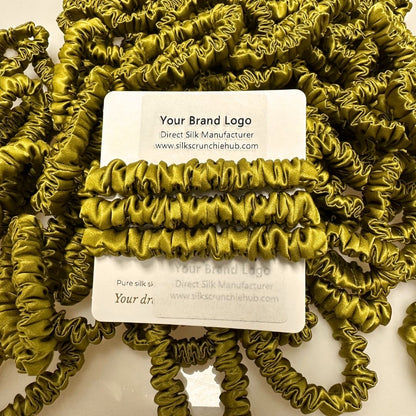 Olive Yellow Silk Scrunchie Skinny Wholesale | In Stock
