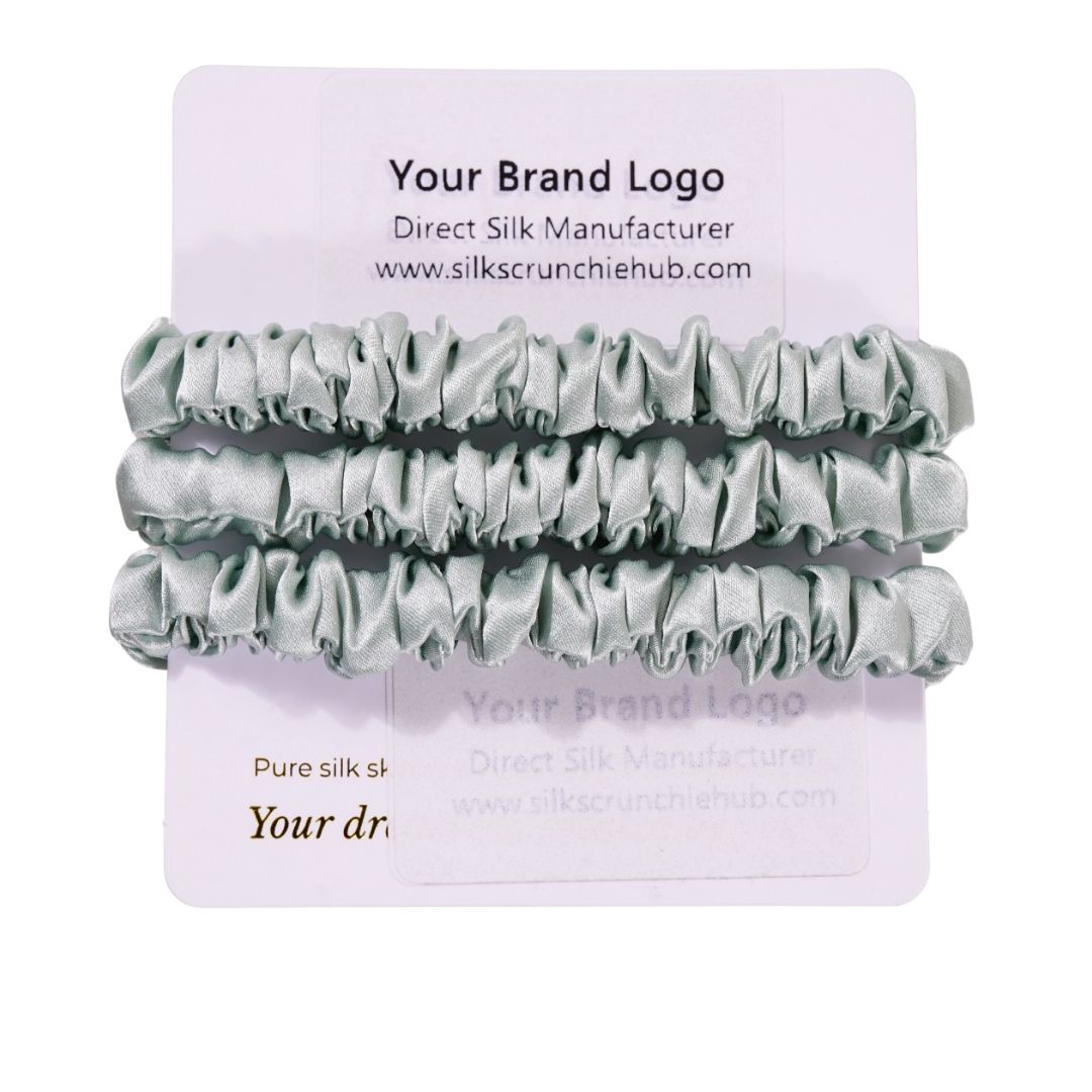Pale Green Silk Scrunchie Skinny Wholesale & Custom | In Stock