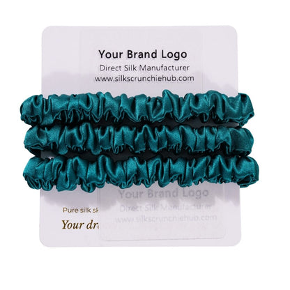 Royal Green Silk Scrunchie Skinny Wholesale | In Stock