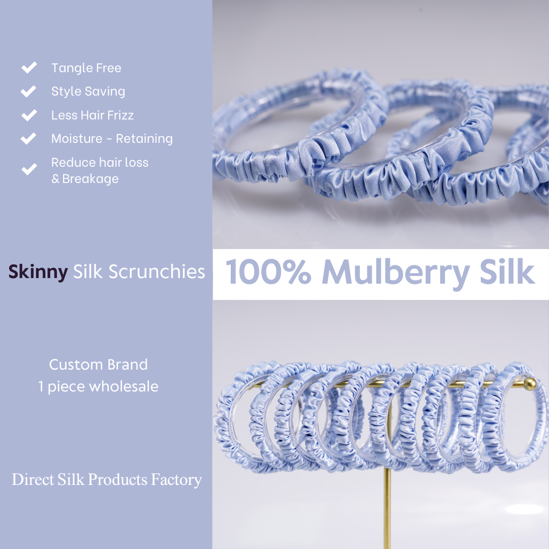 Sky Blue Silk Scrunchies Skinny