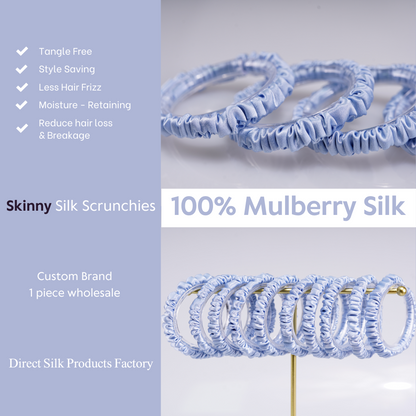 Sky Blue Silk Scrunchies Skinny