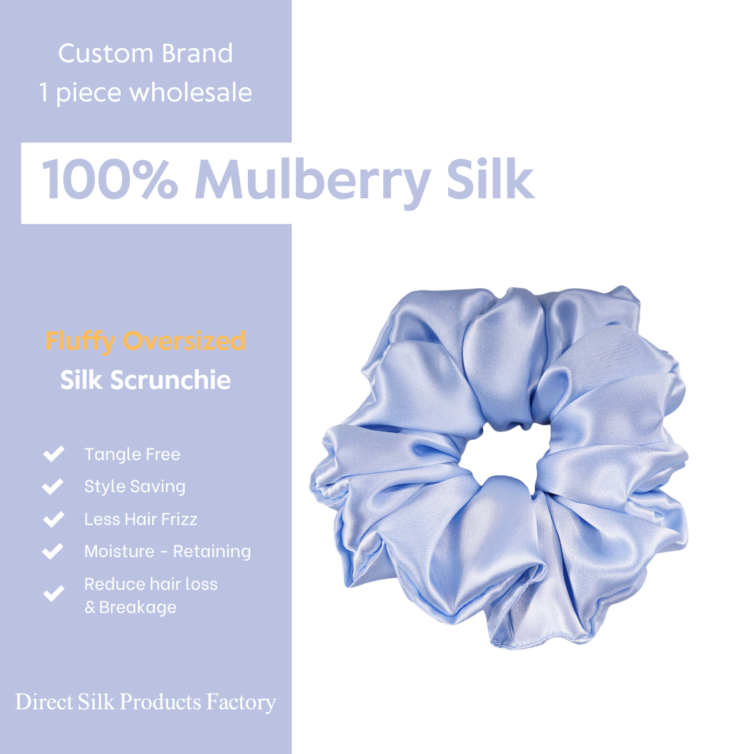 Sky Blue Silk Scrunchie Oversized Fluffy