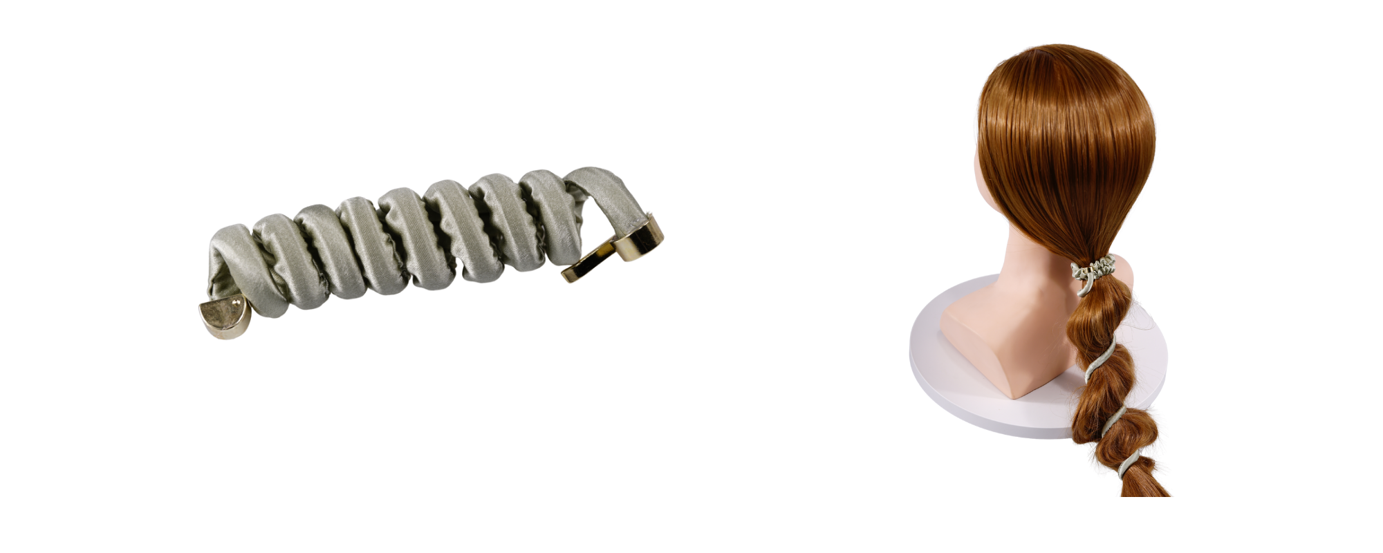 Spiral silk hair ties custom wholesale, custom brand low MOQ, 1 piece wholesale
