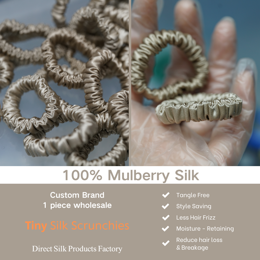 Tan Silk Scrunchie Tiny