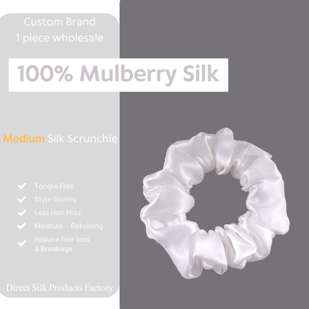 White Silk Scrunchie Medium