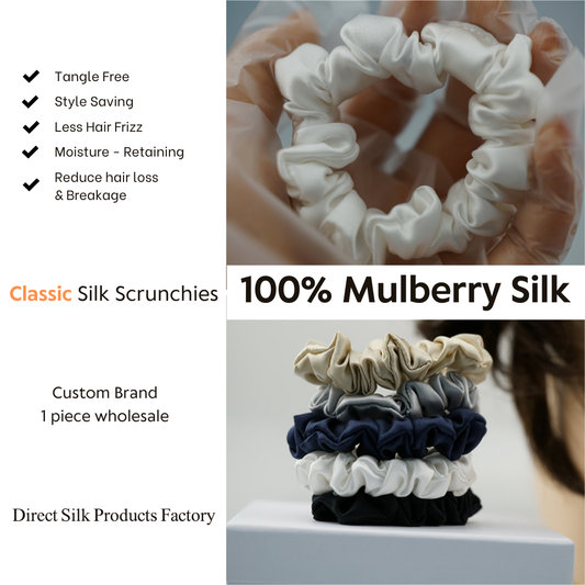 White Silk Scrunchie Classic
