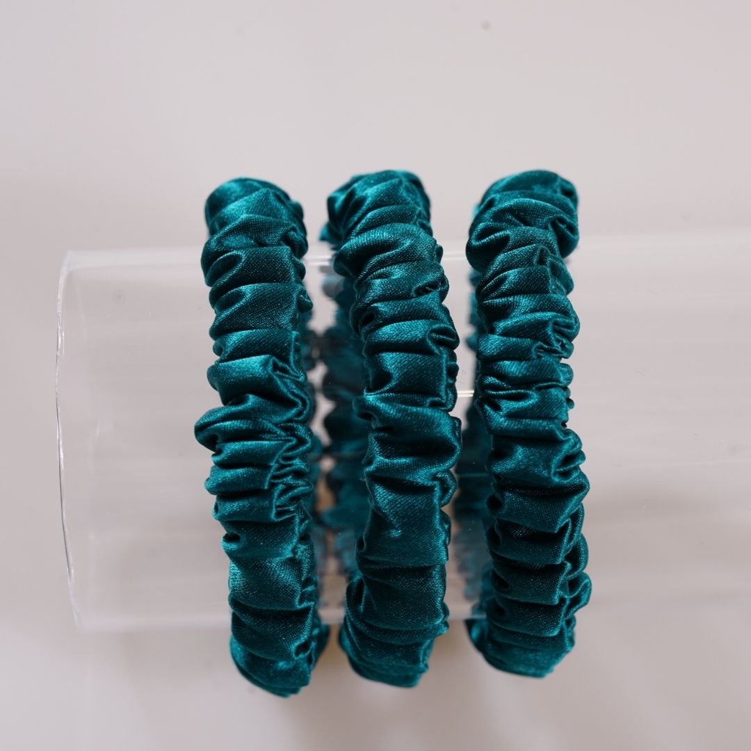 Royal Green Silk Scrunchie Skinny Wholesale | In Stock