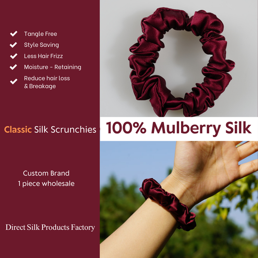 Wine Red Silk Scrunchie Classic