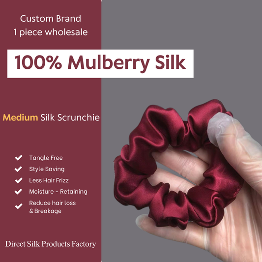 Wine Red Silk Scrunchie Medium