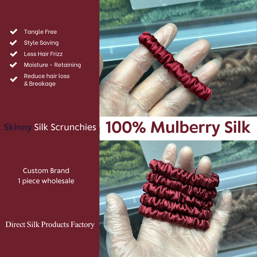 Wine Red Silk Scrunchie Skinny