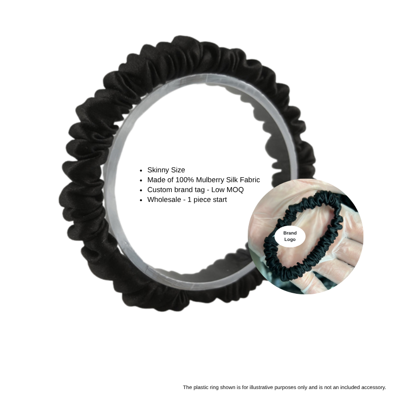 black skinny silk scrunchie wholesale bulk for hair brands