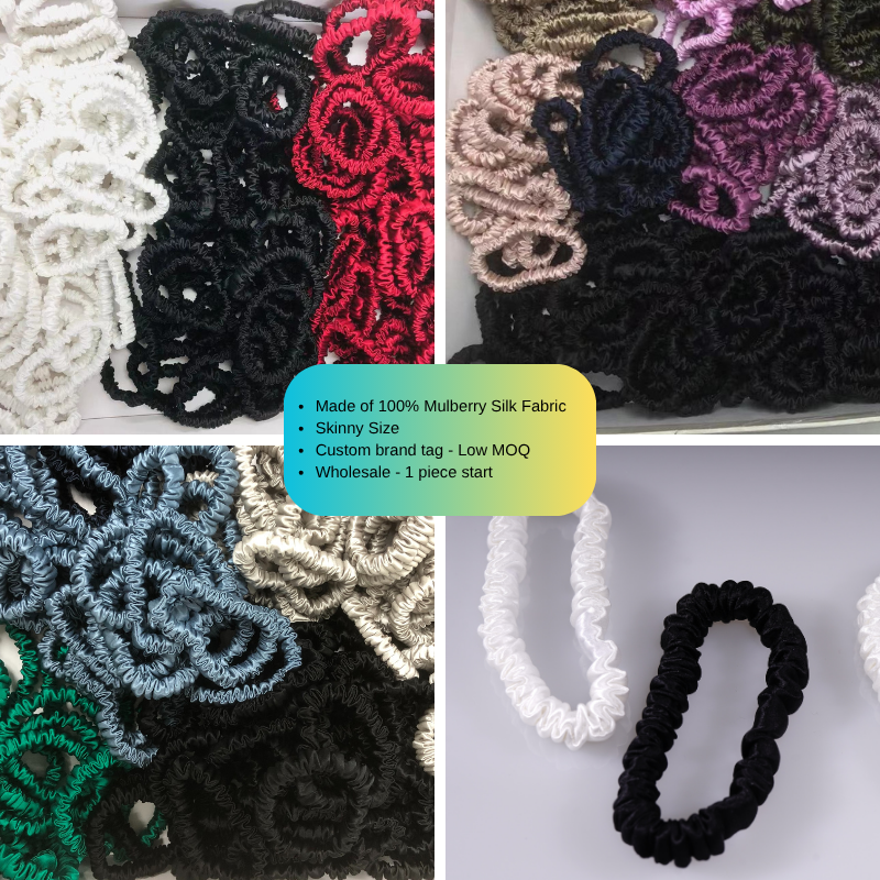 black skinny silk scrunchie manufacturer direct factory supply