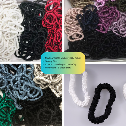 black skinny silk scrunchie manufacturer direct factory supply