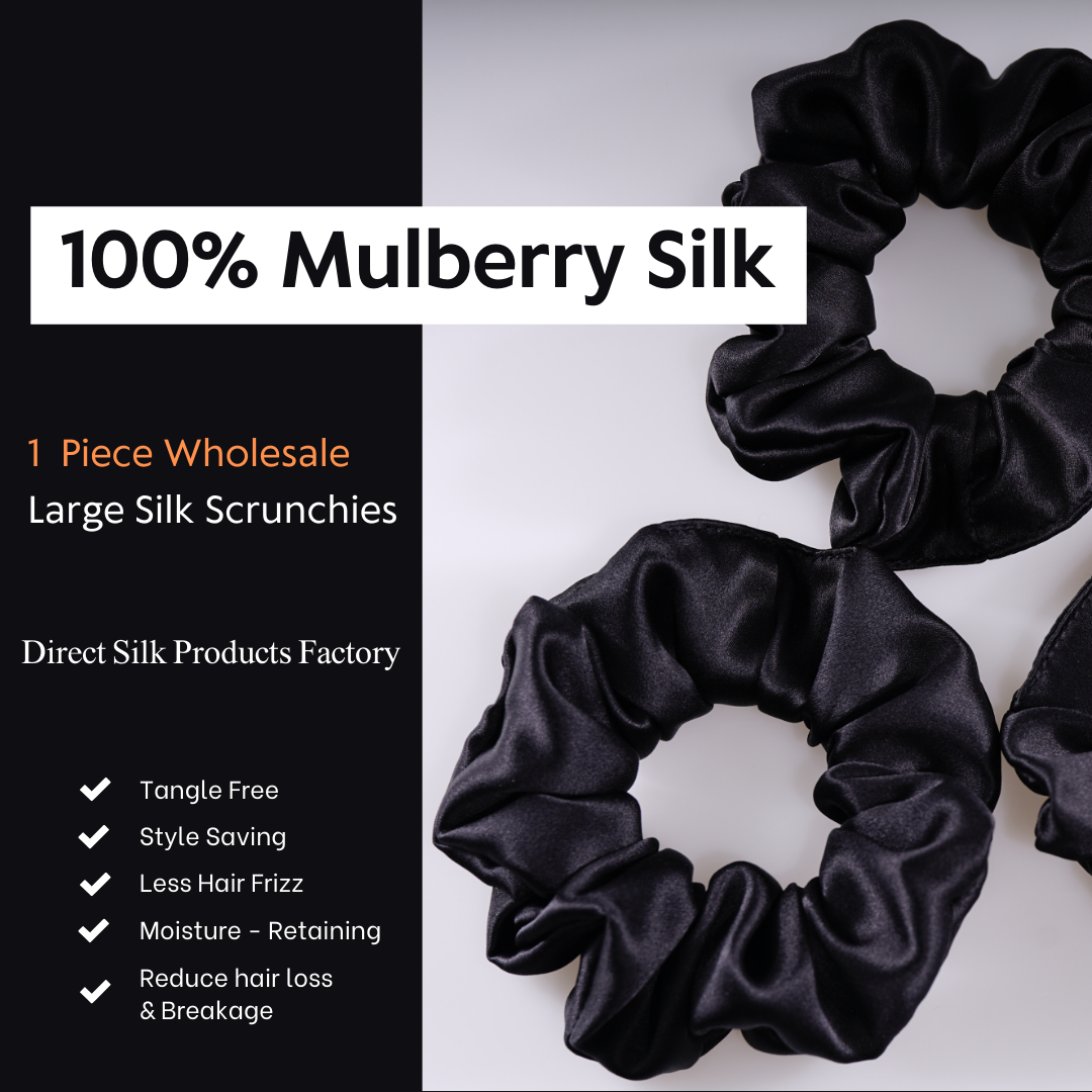 Black Silk Scrunchie Large