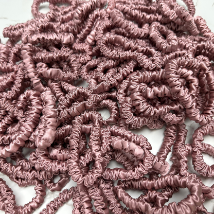 Begonia Red Skinny Silk Scrunchie custom wholesale, custom brand low MOQ, 1 piece wholesale