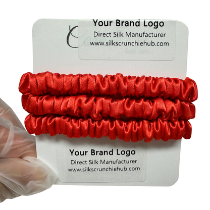 Bright Persimmon Skinny Silk Scrunchie custom wholesale, custom brand low MOQ, 1 piece wholesale