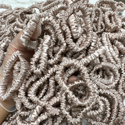 Nude Skinny Silk Scrunchie custom wholesale, custom brand low MOQ, 1 piece wholesale