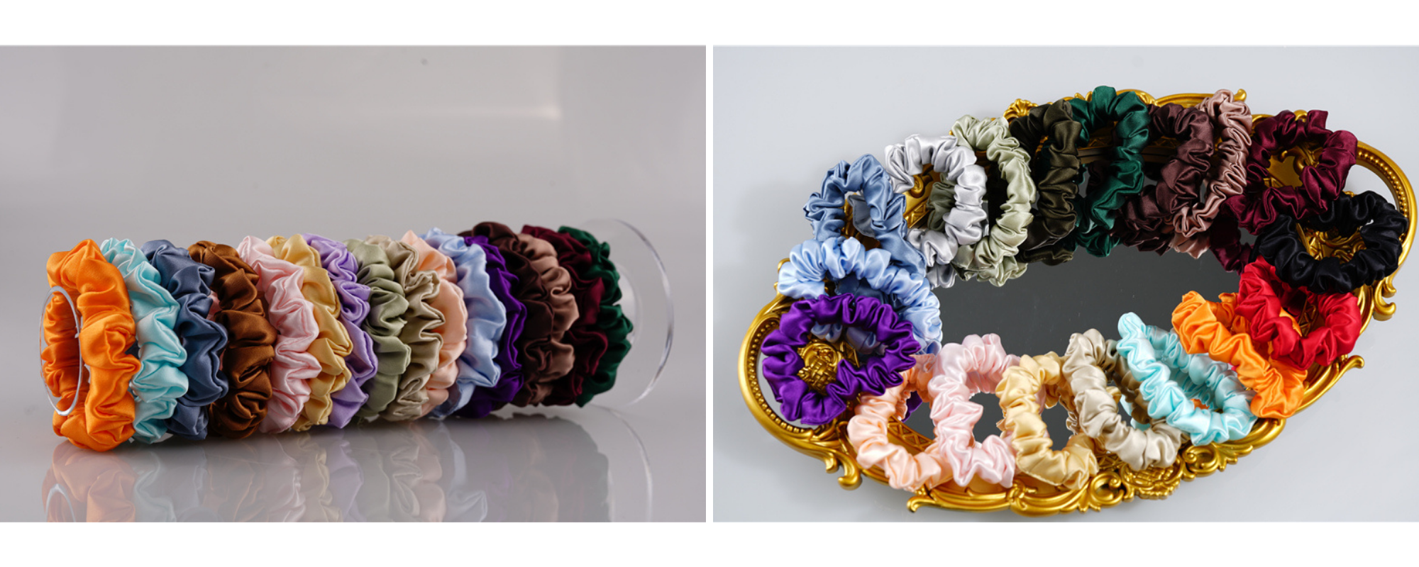 Classic Silk Scrunhies custom wholesale - custom brand logo low MOQ, 1 piece wholesale