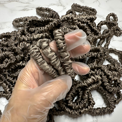 Agarwood Brown Silk Scrunchie Skinny Wholesale丨Custom Brand