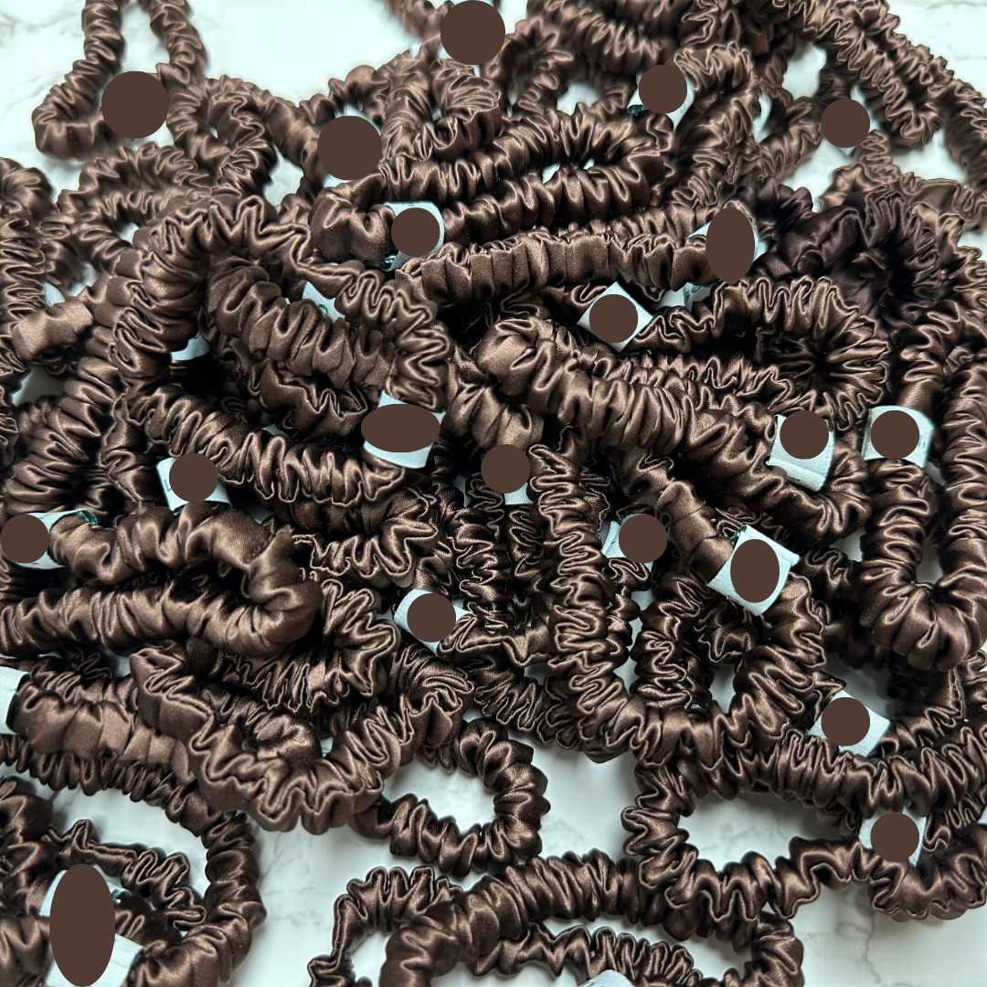 Sandalwood Brown Silk Scrunchie Skinny Wholesale丨Custom Brand