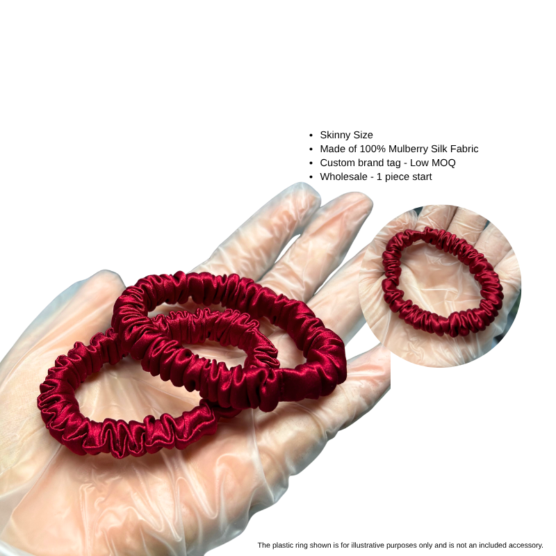 burgundy skinny silk scrunchie wholesale bulk for hair brands