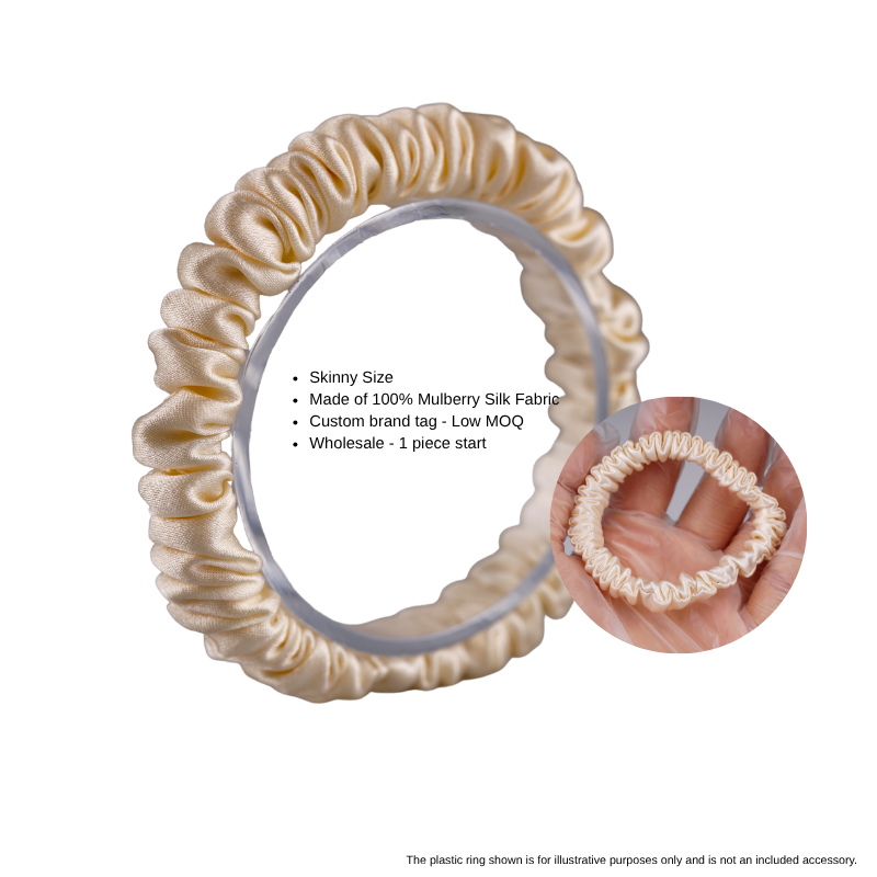 champagne skinny silk scrunchie wholesale bulk for hair brands