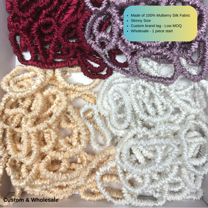 custom champagne skinny silk scrunchie with logo private label