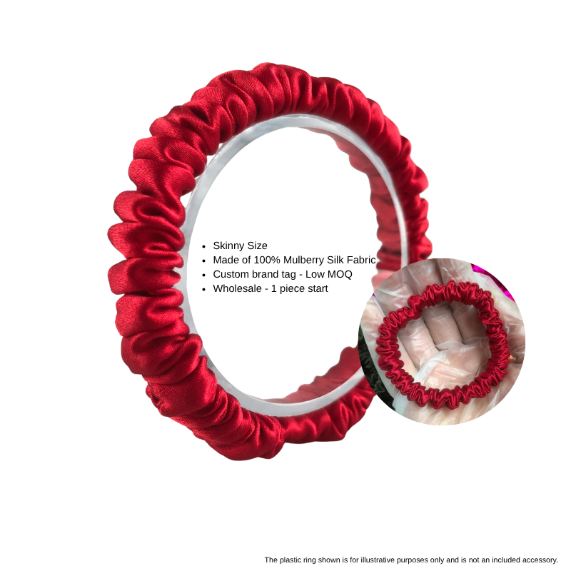 chinese red skinny silk scrunchie wholesale bulk for hair brands