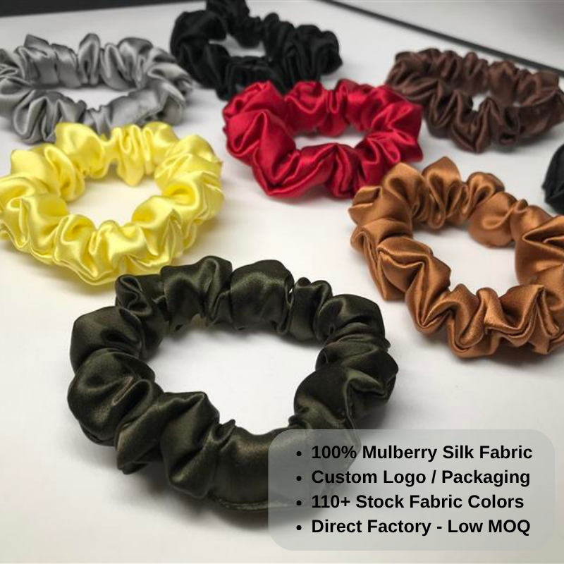 Bulk classic silk scrunchies for retailers