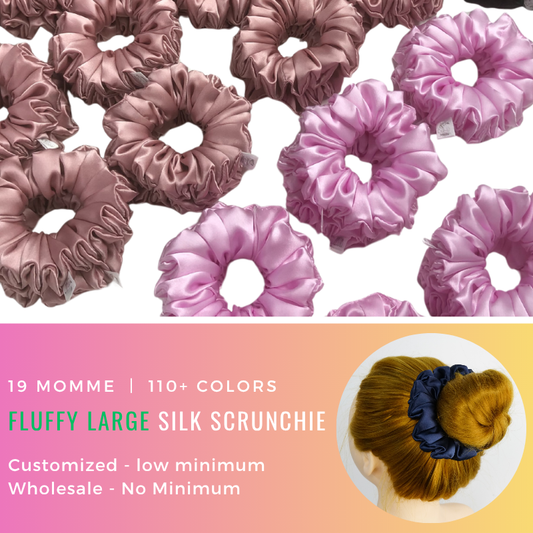 Custom fluffy large silk scrunchie with logo