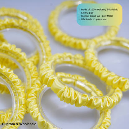 custom lemon skinny silk scrunchie with logo private label