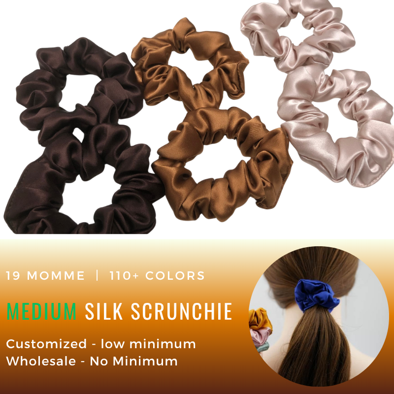 Custom medium silk scrunchie with logo