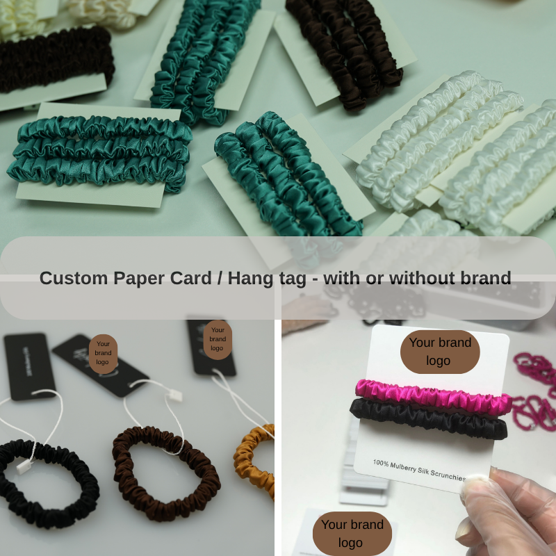 Custom mini silk scrunchie with logo branding