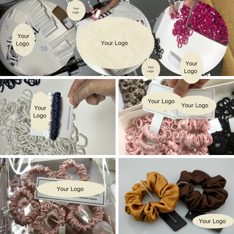 Custom brand paper card / hangtag  for silk scrunchie