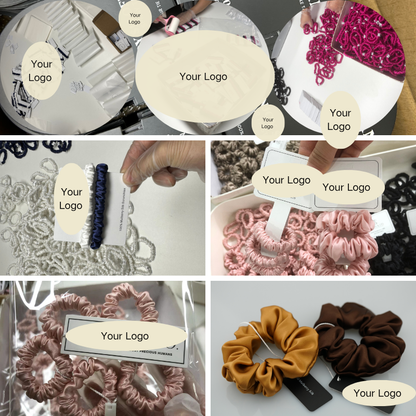 Custom brand paper card / hangtag  for silk scrunchie