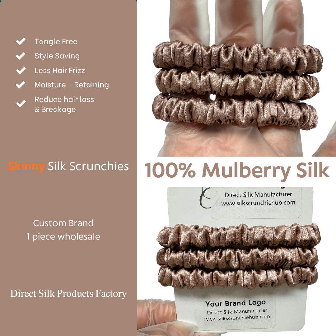 Ebony Silk Scrunchie Skinny Wholesale丨In Stock